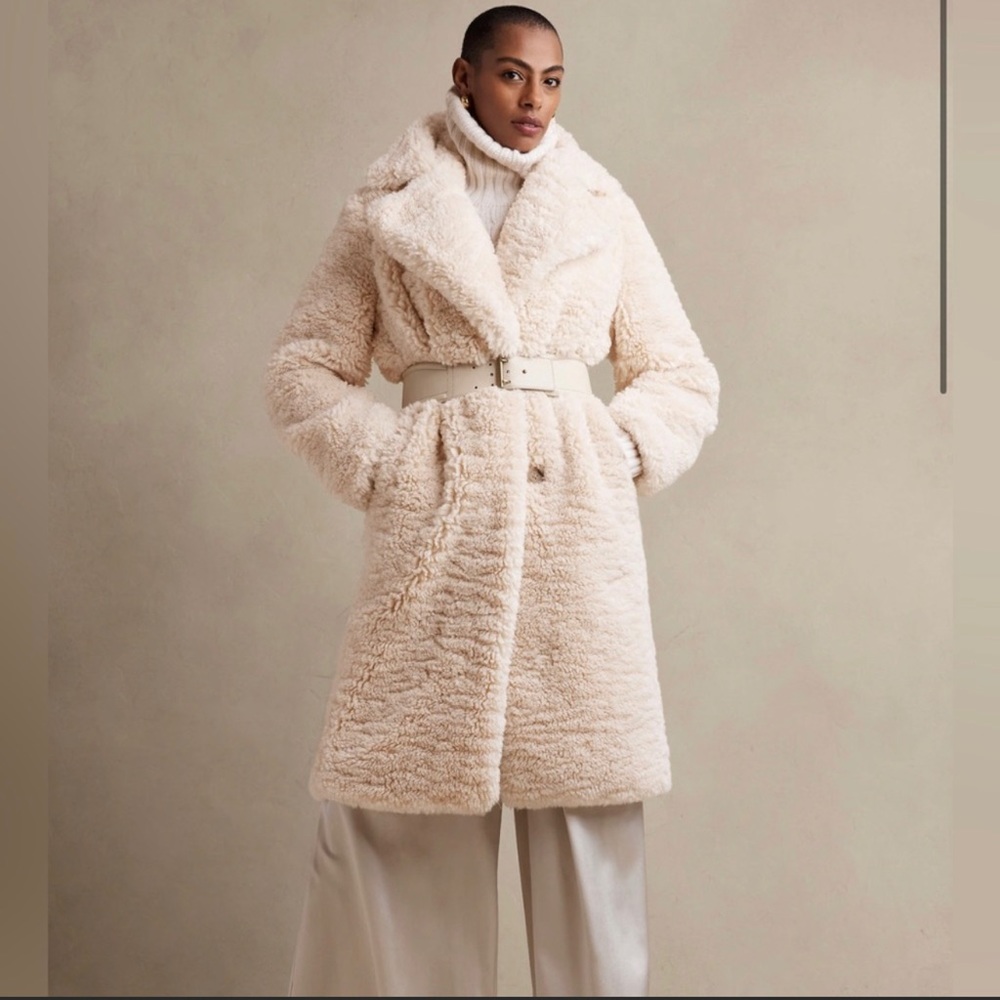 NWT BANANA REPUBLIC SERRES SHERPA CAR COAT